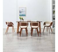 vidaXL Sedie da Pranzo 6 pz Crema in Legno Piegato e Similpelle