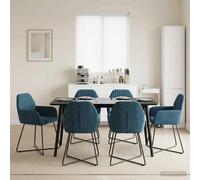 Sedie da pranzo 6 pcs Velluto Blu 55 x 50 x 84 cm