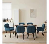 vidaXL Sedie da pranzo 6 pz Velluto Blu 59 x 59,5 x 90 cm
