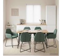 Sedie da pranzo 6 pcs Velluto Verde Mare 55 x 50 x 84 cm