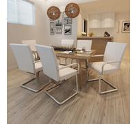 vidaXL Sedie da Pranzo a Sbalzo 6 pz Bianche in Similpelle