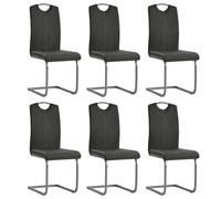 vidaXL Sedie da Pranzo a Sbalzo 6 pz Grigie in Similpelle