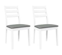 vidaXL Sedie da Pranzo con Cuscini 2 pz Bianco Legno Massello di Hevea, sedia da pranzo, sedia da cucina, sedile da pranzo, sedia, sedia da soggiorno