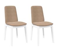 Sedia da Pranzo vitaXL 2 pz Bianco Legno Massello di Hevea, Sedie da Pranzo con Cuscini, Sedia da Cucina, Sedia da Soggiorno, Sedile da Pranzo
