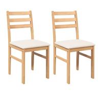 vidaXL Sedie da Pranzo con Cuscini 2 pz in Legno Massello di Hevea, sedia da pranzo, sedia da cucina, sedile da pranzo, sedia, sedia da soggiorno
