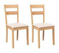 vidaXL Sedie da Pranzo con Cuscini 2 pz Naturale Legno Massello Hevea