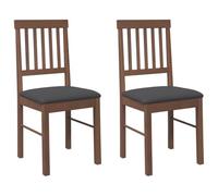 vidaXL Sedie da Pranzo con Cuscini 2pz Marrone Legno Massello di Hevea, sedia da pranzo, sedia da cucina, sedile da pranzo, sedia, sedia da soggiorno