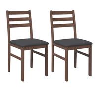 vidaXL Sedie da Pranzo con Cuscini 2pz Marrone Legno Massello di Hevea, sedia da pranzo, sedia da cucina, sedile da pranzo, sedia, sedia da soggiorno