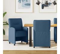 vidaXL Sedie da pranzo con ruote 2 pcs Blu 57 x 67 x 95 cm Tessuto
