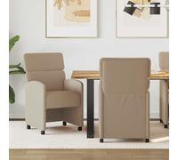 vidaXL Sedie da Pranzo con Ruote 2 pcs Cappuccino 58 x 65 x 98 cm