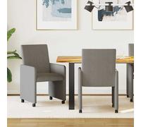 vidaXL Sedie da Pranzo con Ruote 2 pcs Grigio chiaro 57 x 66 x 94 cm