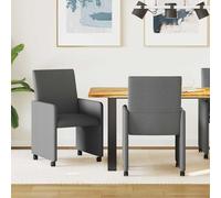 vidaXL Sedie da Pranzo con Ruote 2 pcs Grigio scuro 57 x 66 x 94 cm