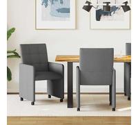 vidaXL Sedie da Pranzo con Ruote 2 pcs Grigio scuro 58 x 65 x 94 cm