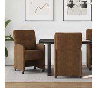 vidaXL Sedie da Pranzo con Ruote 2 pcs Marrone 57 x 67 x 95 cm