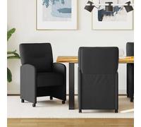 vidaXL Sedie da pranzo con ruote 2 pcs Nero 57 x 67 x 95 cm Tessuto