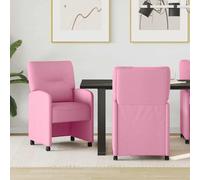 vidaXL Sedie da pranzo con ruote 2 pcs Rosa 57 x 67 x 95 cm Tessuto