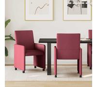 vidaXL Sedie da Pranzo con Ruote 2 pcs Rosso vino 57 x 66 x 94 cm