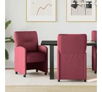 vidaXL Sedie da Pranzo con Ruote 2 pcs Rosso vino 57 x 67 x 95 cm