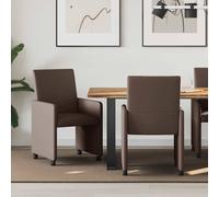 vidaXL Sedie da Pranzo con Ruote 2 pz Pelle sintetica Marrone