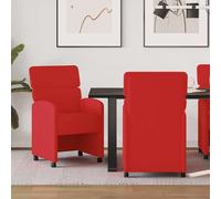 vidaXL Sedie da Pranzo con Ruote 2 pz Pelle sintetica Rosso