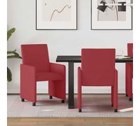 vidaXL Sedie da Pranzo con Ruote 2 pz Pelle sintetica Rosso vino