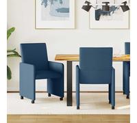vidaXL Sedie da Pranzo con Ruote 2 pz Tessuto Blu 57 x 66 x 94 cm