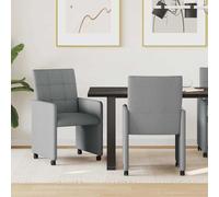 vidaXL Sedie da Pranzo con Ruote 2 pz Tessuto Grigio chiaro