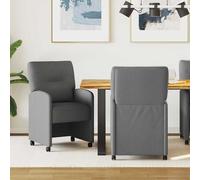 vidaXL Sedie da Pranzo con Ruote 2 pz Tessuto Grigio scuro