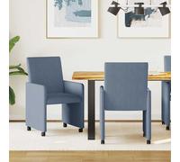 vidaXL Sedie da Pranzo con Ruote 2 pz Tessuto in velluto a coste Blu