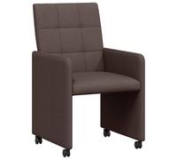 vidaXL Sedie da Pranzo con Ruote 2 pz Tessuto Marrone scuro