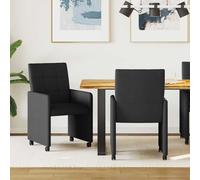vidaXL Sedie da Pranzo con Ruote 2 pz Tessuto Nero 58 x 65 x 94 cm