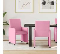 vidaXL Sedie da Pranzo con Ruote 2 pz Tessuto Rosa 57 x 66 x 94 cm