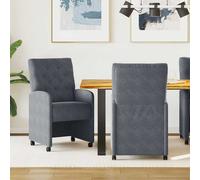 Sedie da Pranzo con Ruote 2 pcs Grigio scuro 58 x 67 x 97 cm