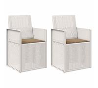 vidaXL Sedie da pranzo da giardino 2 pcs Bianco e Tortora PP, Sedia da giardino moderna, resistente alle intemperie, UV, salvaspazio, per aperitivi in patio