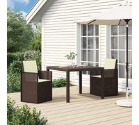 vidaXL Sedie da pranzo da giardino 2 pcs Marrone e Crema PP