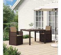 vidaXL Sedie da pranzo da giardino 2 pcs Marrone e Tortora PP, Sedia da giardino moderna, resistente alle intemperie, UV, salvaspazio, per aperitivi in patio