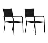 vidaXL Sedie da Pranzo da Giardino 2pz Impilabili Nere in Polyrattan