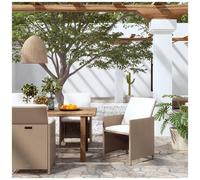 VIDAXL - Sedie Da Pranzo Da Giardino Con Cuscini 4 Pz Beige Polyrattan