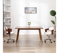 vidaXL Sedie da Pranzo Girevoli 2 pz Bianche Legno Curvo e Similpelle