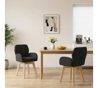 vidaXL Draai Eetstoelen 2 st Bouclé Zwart 54 x 58 x 87 cm