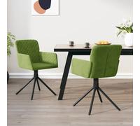 vidaXL Sedie da Pranzo Girevoli 2 pz Verde Chiaro in Velluto