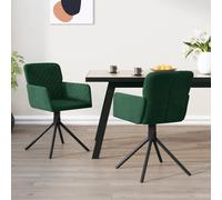 vidaXL Sedie da Pranzo Girevoli 2 pz Verde Scuro in Velluto