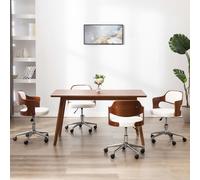 vidaXL Sedie da Pranzo Girevoli 4 pz Bianche Legno Curvo e Similpelle