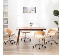 vidaXL Sedie da Pranzo Girevoli 4 pz Crema in Legno Curvo e Similpelle