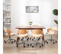 vidaXL Sedie da Pranzo Girevoli 4 pz Crema in Legno Curvo e Similpelle