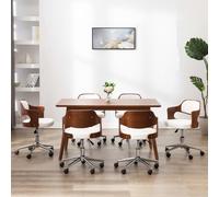 vidaXL Sedie da Pranzo Girevoli 6 pz Bianche Legno Curvo e Similpelle