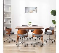 vidaXL Sedie da Pranzo Girevoli 6 pz Grigie in Legno Curvo e Tessuto