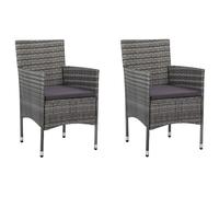 vidaXL Sedie da Pranzo per Giardino 2 pz in Polyrattan Grigio