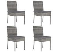 vidaXL Sedie da Pranzo per Giardino 4 pz in Polyrattan Grigio