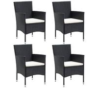 VIDAXL - Sedie da Pranzo per Giardino 4 pz in Polyrattan Nero